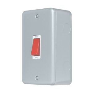 Click Metal Clad Pro 50A 2 Gang (Vertical) Double Pole Plate Switch With Red Rocker