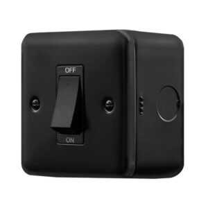 Click Metal Clad Pro 50A 1 Gang Double Pole Plate Switch With White Rocker Black