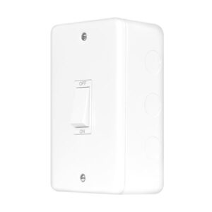 Click Metal Clad Pro 50A 2 Gang (Vertical) Double Pole Plate Switch With White Rocker Polar White