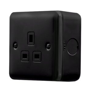 Click Metal Clad Pro 13A 1 Gang Safety Shutter Unswitched Socket Outlet Black