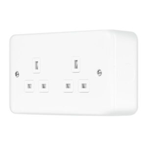 Click Metal Clad Pro 13A 2 Gang Safety Shutter Unswitched Socket Outlet Polar White