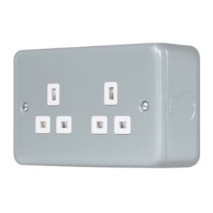 Click Metal Clad Pro 13A 2 Gang Safety Shutter Unswitched Socket Outlet