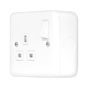 Click Metal Clad Pro 13A 1 Gang Double Pole Safety Shutter Switched Socket Outlet Polar White