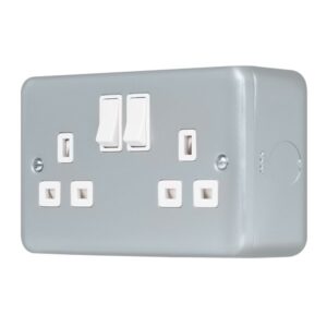 Click Metal Clad Pro 13A 2 Gang Double Pole Safety Shutter Switched Socket Outlet