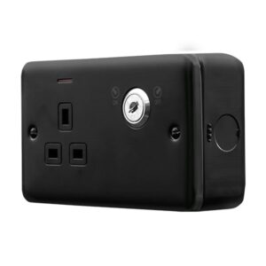 Click Metal Clad Pro 13A 1 Gang Double Pole Key Lockable Switched Socket With Led Indication Black
