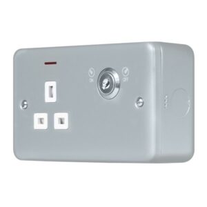 Click Metal Clad Pro 13A 1 Gang Double Pole Key Lockable Switched Socket With Led Indication