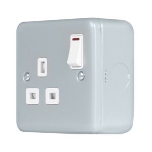 Click Metal Clad Pro 13A 1 Gang Double Pole Safety Shutter Switched Socket Outlet With Led Indication