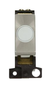 Click MiniGrid 20A Ingot Flex Outlet Module White- Brushed Stainless Steel