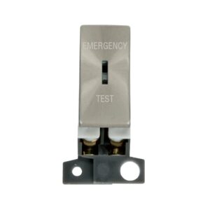 Click MiniGrid 13A Resistive Dp Ingot Keyswitch "Emergency Test" Brushed Stainless Steel