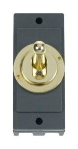 Click MiniGrid 10Ax Intermediate Toggle Switch Module Brass
