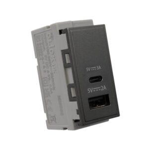 Click New Media Dual Usb Module 2A Type A 3A Type C Bk