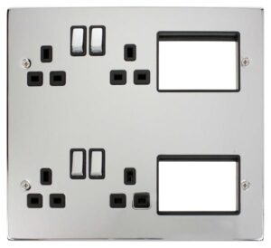 Click New Media 4 X 13A Dp Switched Sockets, (2X3) New Media Module Apertures