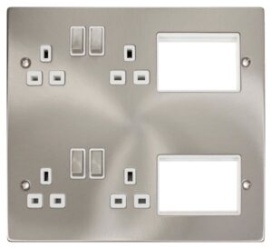 Click New Media 4 X 13A Dp Switched Sockets, (2X3) New Media Module Apertures