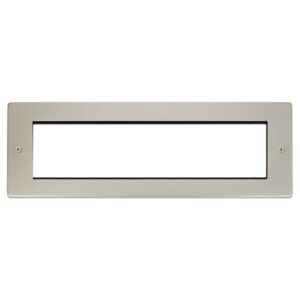 Click New Media Small New Media Unfurnished Front Plate & Yoke 8 Apertures Pearl Nickel