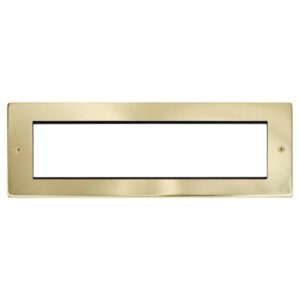 Click New Media Small New Media Unfurnished Front Plate & Yoke 8 Apertures Satin Brass