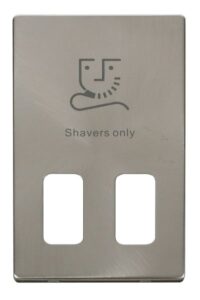 Click Definity Dual Voltage Shaver Socket Outlet Cover Plate Brushed Stainless