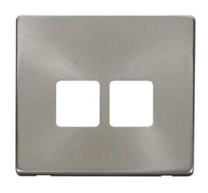 Click Definity Twin Telephone Socket Cover Plate Brushed Stainless