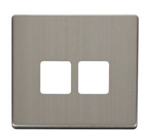 Click Definity Twin Telephone Socket Cover Plate Stainless Steel