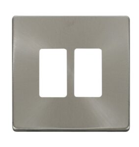 Click GridPro 2 Gang GridPro Frontplate Brushed Stainless