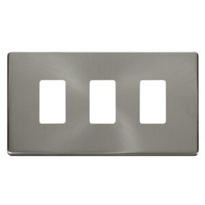 Click GridPro 3 Gang GridPro Frontplate Brushed Stainless