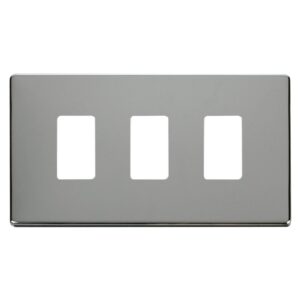 Click GridPro 3 Gang GridPro Frontplate Polished Chrome