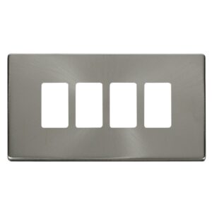 Click GridPro 4 Gang GridPro Frontplate Brushed Stainless
