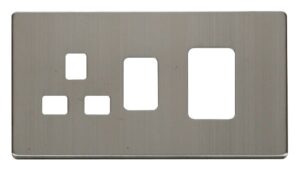 Click Definity 45A Switch 13A Switched Socket Cover Plate Stainless Steel