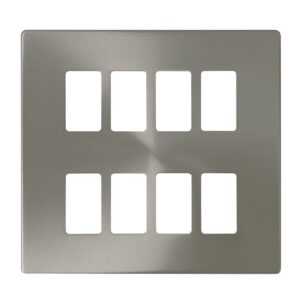 Click GridPro 8 Gang GridPro Frontplate Brushed Stainless