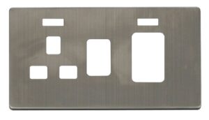 Click Definity 45A Switch 13A Switched Socket With Neons Cover Plate St. Steel