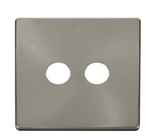 Click Definity Twin Coaxial Socket Cover Plate Brushed Stainless