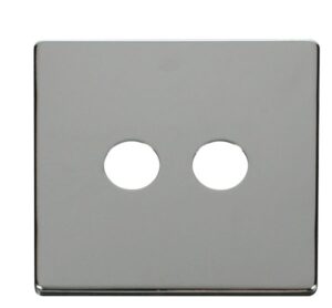 Click Definity Twin Coaxial Socket Cover Plate Chrome
