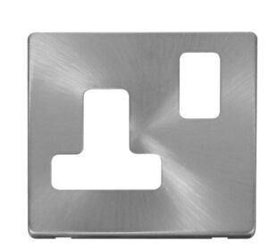 Click Definity 15A Round Pin Switched Socket Cover Plate Brushed Stainless