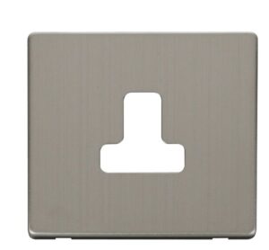 Click Definity 5A Round Pin Socket Outlet Cover Plate Stainless Steel