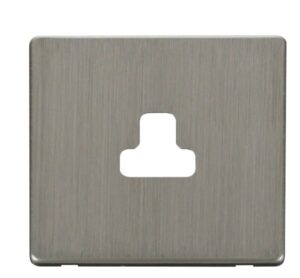 Click Definity 2A Round Pin Socket Outlet Cover Plate Stainless Steel