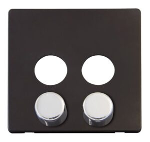 Click Definity 2 Gang Dimmer Switch Cover Plate With Chrome Knobs Black