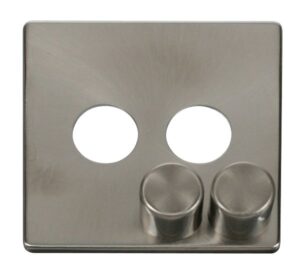 Click Definity 2 Gang Dimmer Switch Cover Plate Brushed Stainless