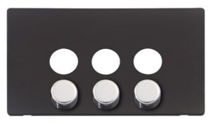 Click Definity 3 Gang Dimmer Switch Cover Plate With Chrome Knobs Black