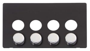 Click Definity 4 Gang Dimmer Switch Cover Plate With Chrome Knobs Black