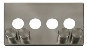 Click Definity 4 Gang Dimmer Switch Cover Plate Brushed Stainless
