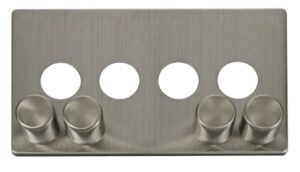 Click Definity 4 Gang Dimmer Switch Cover Plate Stainless Steel