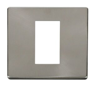 Click New Media 1 Gang Plate Single Media Module Cover Plate Brushed Stainless