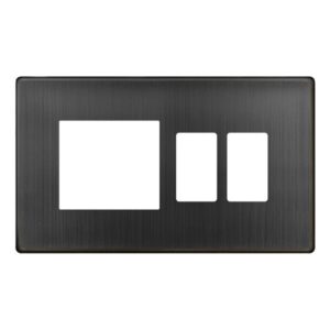 Click GridPro 2 Gang GridPro With Twin New Media Aperture Cover Plate Matt Bronze