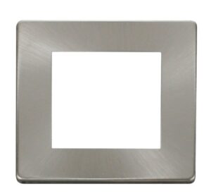 Click New Media 1 Gang Plate Twin Media Module Cover Plate Brushed Stainless
