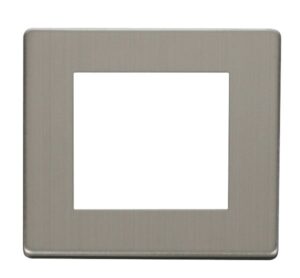 Click New Media 1 Gang Plate Twin Media Module Cover Plate Stainless Steel