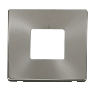 Click MiniGrid 1 Gang Twin Aperture Cover Plate Brushed Stainless