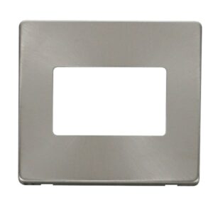 Click MiniGrid 1 Gang Triple Aperture Cover Plate Brushed Stainless