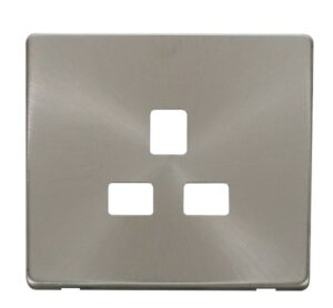 Click Definity 1 Gang 13A Socket Cover Plate Brushed Stainless