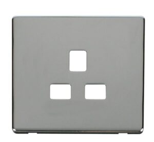 Click Definity 1 Gang 13A Socket Cover Plate Chrome
