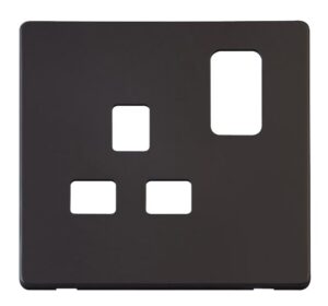 Click Definity 1 Gang 13A Switched Socket Cover Plate Black