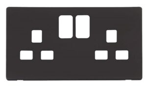 Click Definity 2 Gang 13A Switched Socket Cover Plate Black
